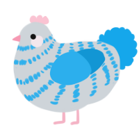 A mist and sky chicken with a bar pattern