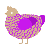 A beige and amethyst chicken with a lace pattern