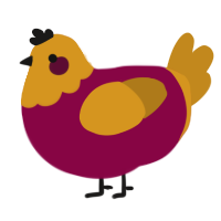 A maroon and ochre chicken with a head pattern