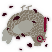 A red and maroon chicken with a lace pattern