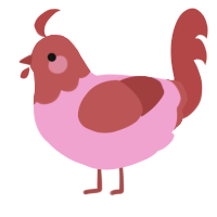 Heart Shaped Box, a pink and red chicken with a head pattern