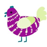A plum and apple chicken with a bar pattern