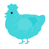 A aqua chicken with a half-bar pattern