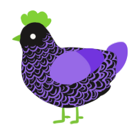 A sable and blurple chicken with a double-lace pattern