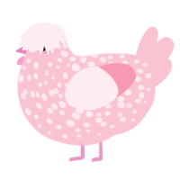 A rose chicken with a speckle pattern
