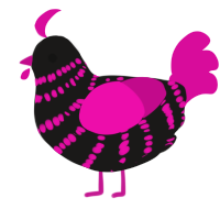 A sable and fuchsia chicken with a bar pattern