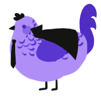 A lilac and indigo chicken with a half-lace pattern