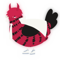 A crimson and sable chicken with a bar pattern