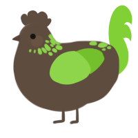 A bark and grass chicken with a neck-speckle pattern