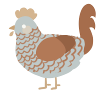 A silver and brown chicken with a lace pattern