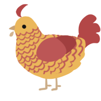 A honey and red chicken with a lace pattern
