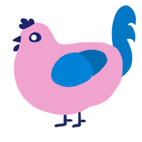 A pink and sapphire chicken