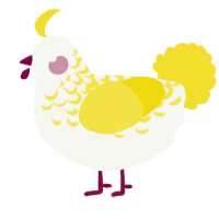 A white and yellow chicken with a half-lace pattern