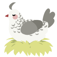 A white and ash chicken with a half-lace pattern