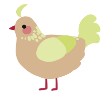 pippin, a beige and lemon chicken with a neck-speckle pattern