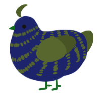 A navy and olive chicken with a bar pattern