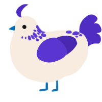 A cream and indigo chicken with a neck-speckle pattern