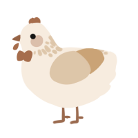 A cream and beige chicken with a neck-speckle pattern