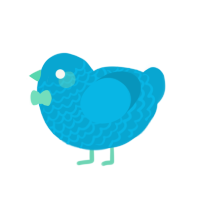 A cerulean chicken with a lace pattern