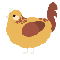 A honey and russet chicken with a neck-speckle pattern