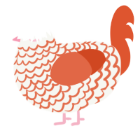 BAWK, a white and vermilion chicken with a head pattern