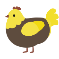 A bark and yellow chicken with a head pattern