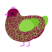 A maroon and grass chicken with a double-lace pattern