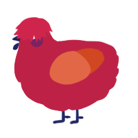 A crimson and vermilion chicken