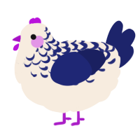 A cream and navy chicken with a half-lace pattern