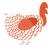 BAWK, a white and vermilion chicken with a lace pattern