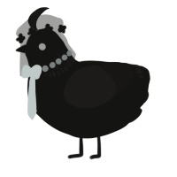 A black and sable chicken with a neck-band pattern