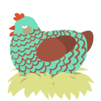 A mint and russet chicken with a lace pattern