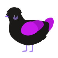 A sable and amethyst chicken