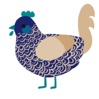 A navy and beige chicken with a double-lace pattern