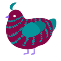 (unnamed), a maroon and teal chicken with a bar pattern