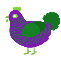 A violet and leaf chicken with a lace pattern