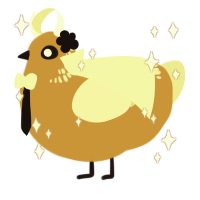 A ochre and lemon chicken with a neck-band pattern
