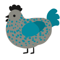 A ash and sea chicken with a speckle pattern