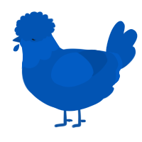 A ultramarine chicken with a head pattern