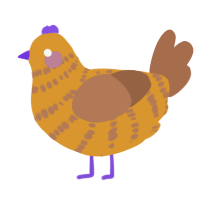 A orange and brown chicken with a bar pattern