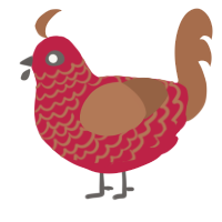 A crimson and brown chicken with a lace pattern