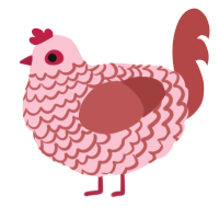 A rose and red chicken with a lace pattern