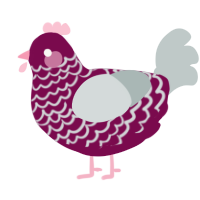 A wine and silver chicken with a lace pattern
