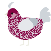 A maroon and mist chicken with a double-lace pattern