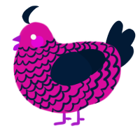 A fuchsia and tumblr chicken with a lace pattern
