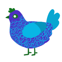 牛 一, a indigo and cerulean chicken with a double-lace pattern