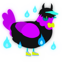 A black and plum chicken with a head pattern
