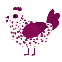 A white and wine chicken with a speckle pattern