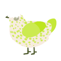 A cream and lime chicken with a speckle pattern