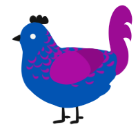 A ultramarine and plum chicken with a half-lace pattern